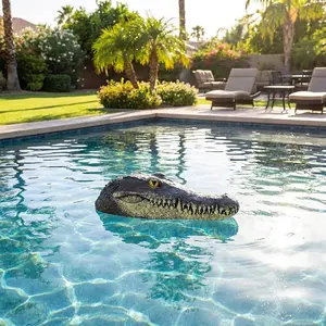 Funny Floating Alligator Head Statue for Pond, Outdoor Pool Duck Deterrent, Unique Decor for Swimming Pools and Koi Ponds