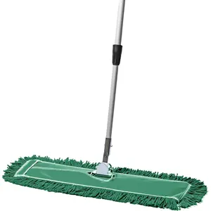24 Inch Green Commercial Dust Mop & Floor Sweeper with Extendable Handle - Mop for Hardwood, Tile, and Concrete Floor Cleaning