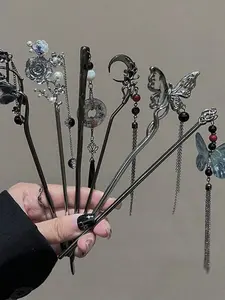 Butterfly Tassel Hairpin Set, Vintage Chinese Style Hair Accessories for Women & Girls, Elegant Wedding Accessories
