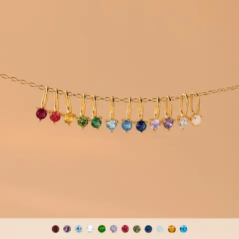 Dainty Birthstone Charm by Caitlyn Minimalist - Custom Gemstone Charm for Bracelet - Tiny Necklace Charms - Birthstone Jewelry - Birthday Gift for Her