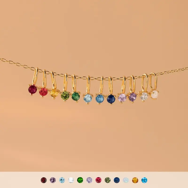 Dainty Birthstone Charm by Caitlyn Minimalist - Custom Gemstone Charm for Bracelet - Tiny Necklace Charms - Birthstone Jewelry - Birthday Gift for Her