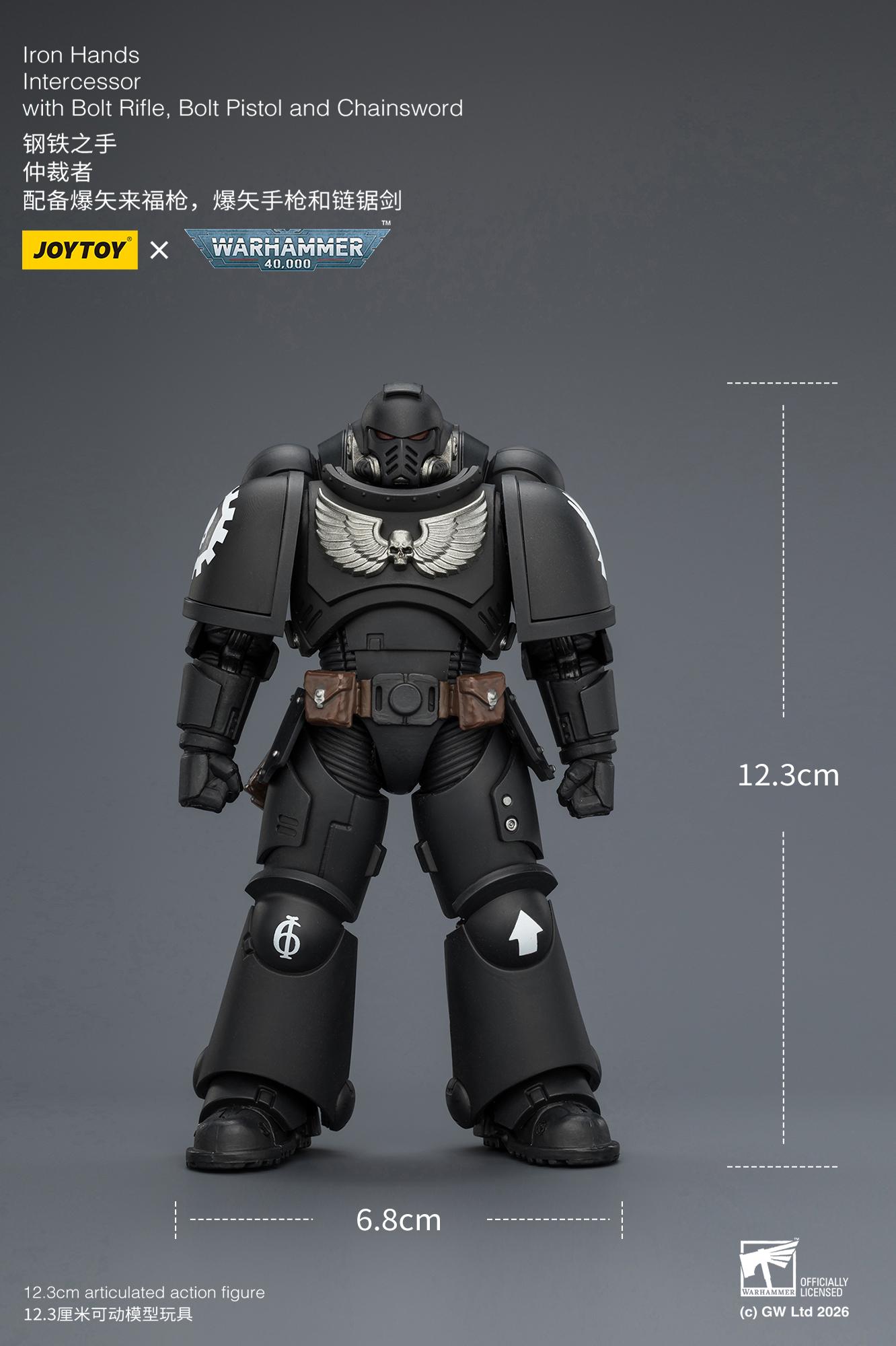 JOYTOY Warhammer 40,000 1/18 Unisex Action Figure Iron Hands Intercessor (Ages 12+) - Action Figurine, Character Figurine with Bolt Rifle, Bolt Pistol, Chainsword JT03837