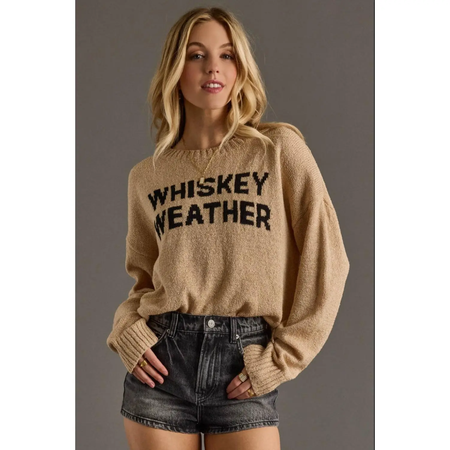 Tan Whiskey Weather Lightweight Sweater