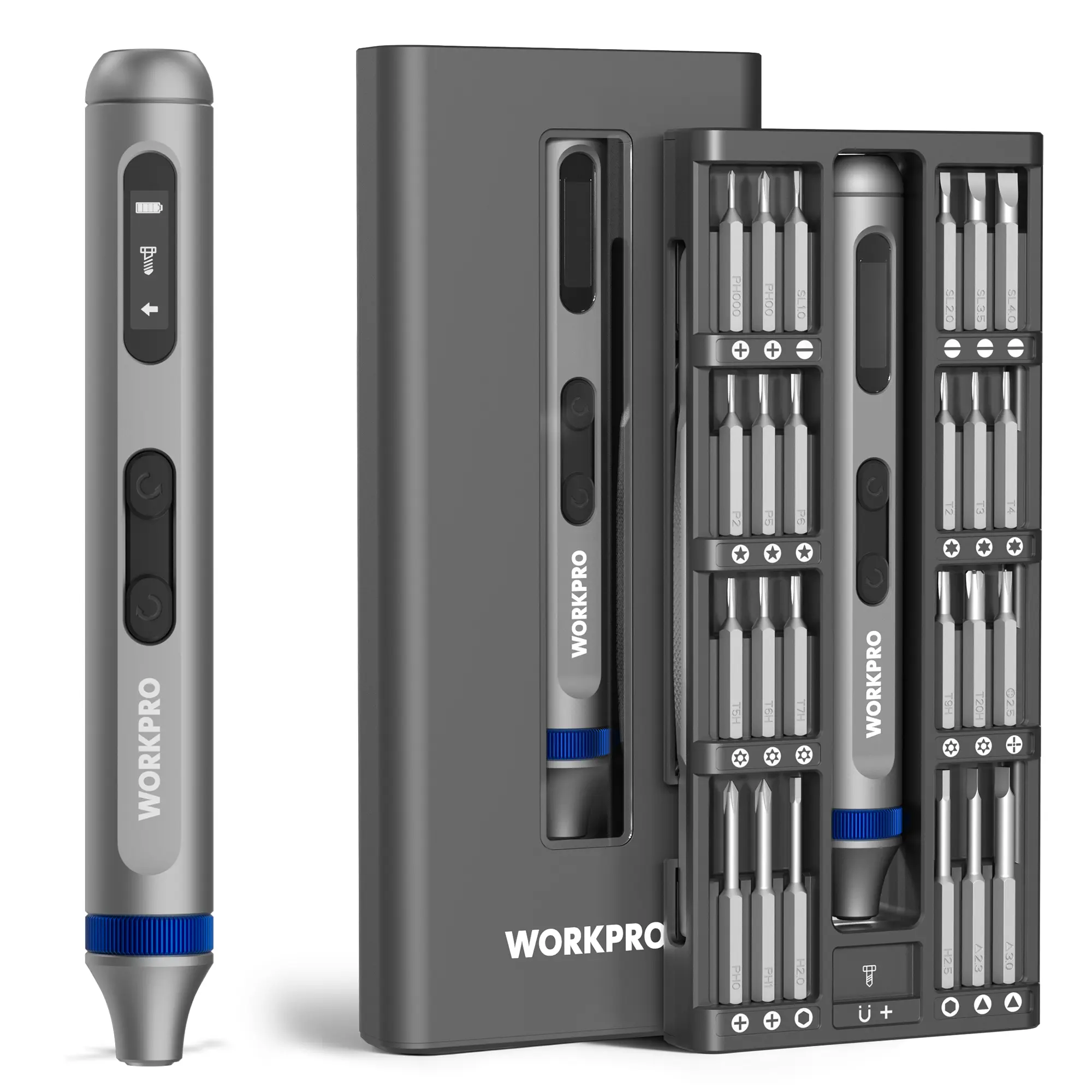 #fathersdaygift WORKPRO Electric Screwdriver, 3.7V Electric Precision Screwdriver with Magnetizer, 48 S2 Steel Bits & 1 Pointed Tweezers & 1 Metal Spudger, Max 0.3N.m, Rechargeable Mini Electric Screw Driver for Electronics Phone Camera