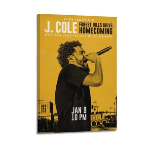 J Cole 2014 Forest Hills Drive HomeDecor WallArt LivingRoom Canvas for Bedroom Decor Canvas Poster Aesthetic Office Bathroom Painting Picture Print Modern Family