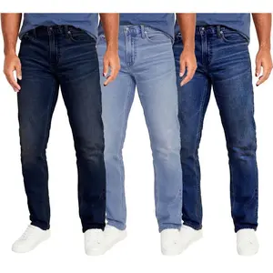 Men's 3-Pack Flex Stretch Slim Straight  with 5 Pockets Denim Fabric Menswear designer   Streetwear Casual Stylish Stretchy JeansGift