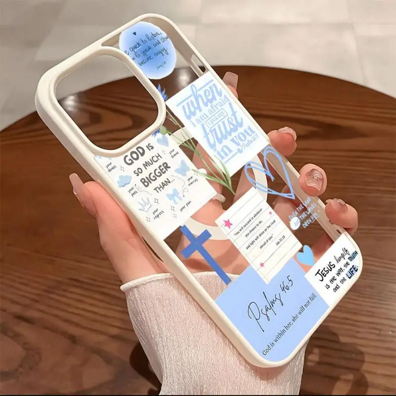 Phone Cases for iPhone 11-17 Pro Max Blue Cross Jesus Love y2k MagSafe Ready Anti-Fall Springtok Ultra-Thin TPU Protection Shockproof Cover, Aesthetic, Accessories