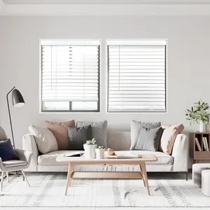 Cordless 2" Smooth Faux Wood Blind, 31" W x 48" H, Smooth White