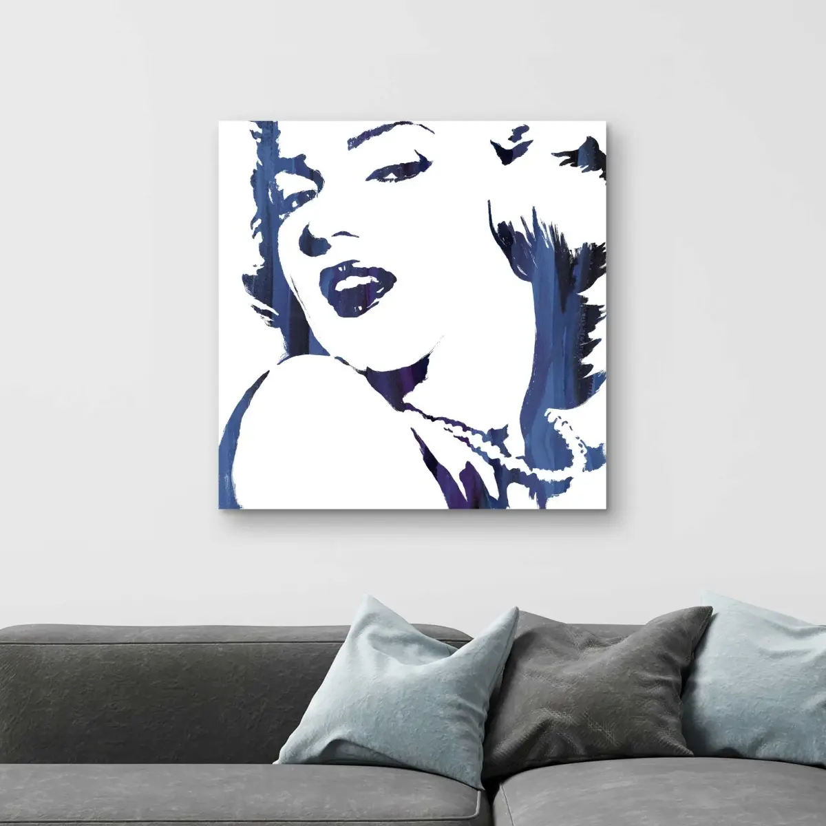 Begin Home Decor C1RC3232X35LB0 32 x 32 in. Marilyn Monroe in Blue - Retro Beauty Canvas for Home Decor