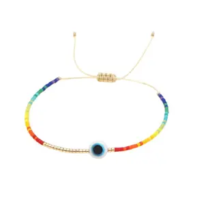 Rainbow LGBTQ Bracelet Wristband Accessories Stuff Evil Eye Beads-Bi Pride Bisexual Lesbian Les Gay Pansexual Trans Transgender-LGBT Friendship 6 Colors Gifts for Men Women Teens