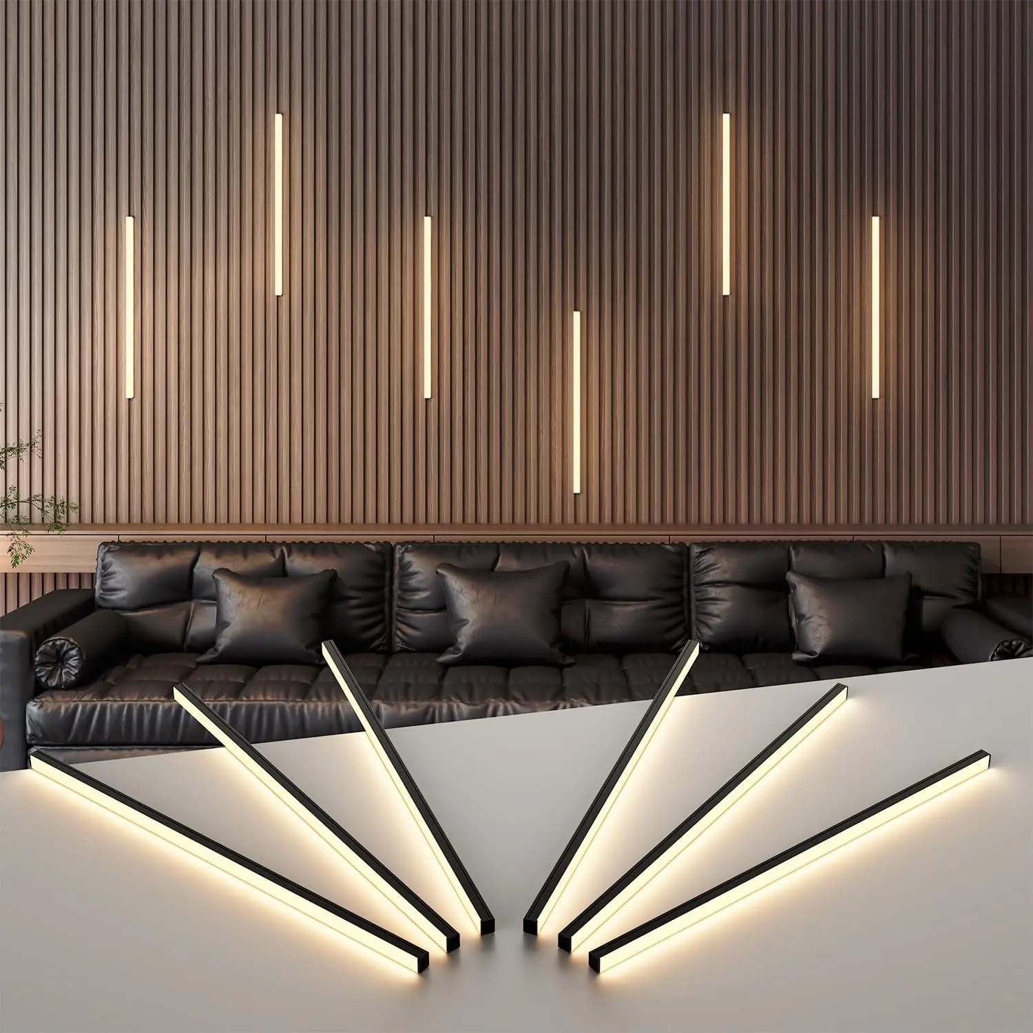 Wall Panel Lights 6pcs 3000K Warm White Adhesive Wood Slat Light
