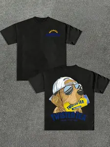 Men's Sunglasses Dog Print Casual Short Sleeve T-Shirt, Summer Round Neck Tee for Daily Wear, Sports & Outdoor Activities