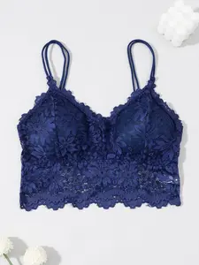 1 Pack/6 Colors Women's lace bra, wireless bra with chest pads and adjustable straps, skin-friendly, comfortable, breathable for all-day wear, suitable for daily casual wear, parties, sports, or yoga, lace design women's bra