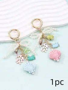 Creative Ceramic Shell Turtle Keychain, Cute Summer Ocean Style, Sweet Bag Charm, Memorial Gift for Friends and Family, Stylish Keychain