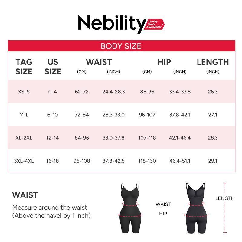 Nebility Women's Bodysuit Shapewear Full Body Stretchy Compression Jumpsuit High Elasticity Body Shaping Fashionable Womenswear