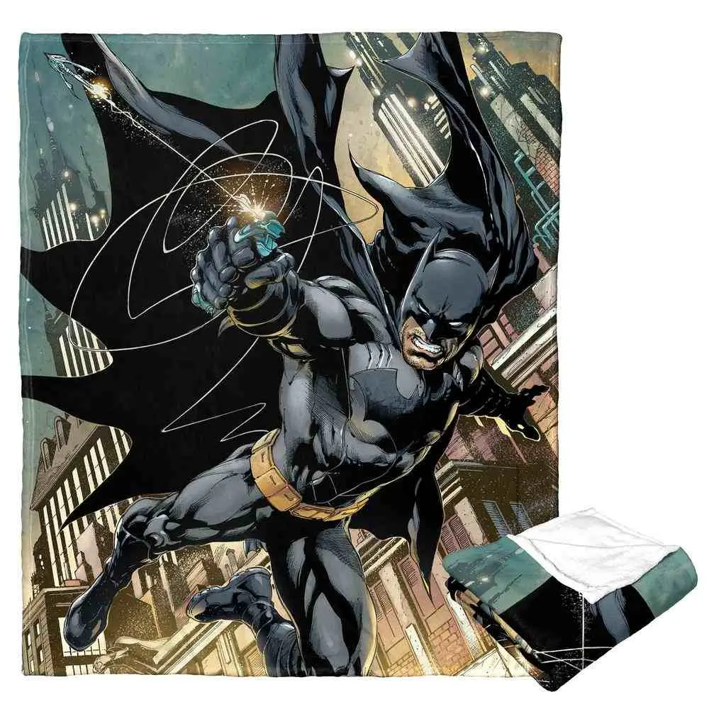 The Northwest Group Warner Bros. Batman Swinging Silk Touch Throw Blanket, 50x60 in, Superhero Whimsical Home Decor, House & Room Decor Home Textile Bedding Accessory, Comic Art