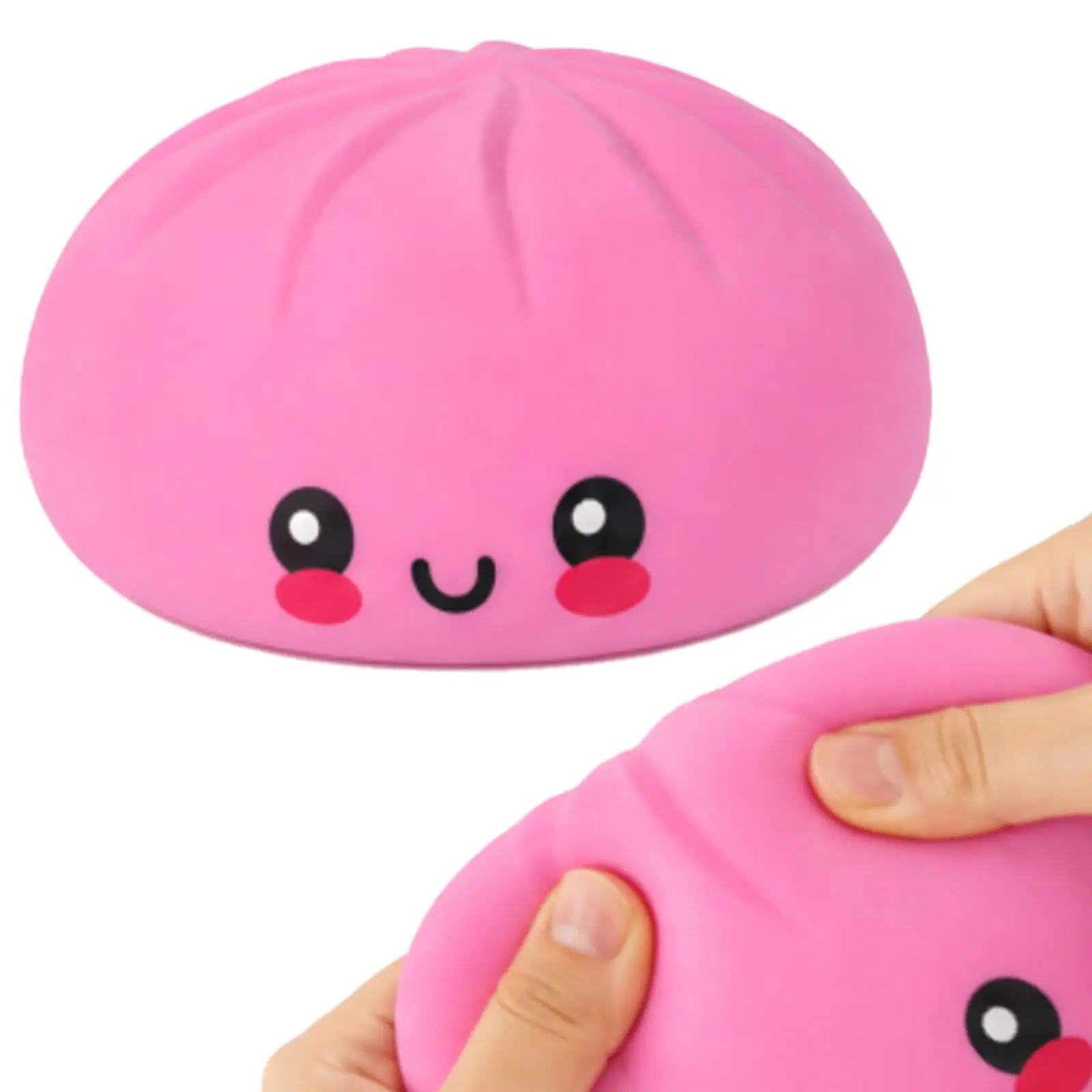 10in Giant Dumpling Squishy Toy, Slow Rising Stress Relief Squeeze Ball (Pink)