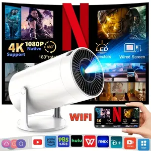 2026 New High-Definition Smart Projector, 4K/Native 1080p Home Video Projector, No Screen Required, 180° Rotating Compact Home Theater System—Includes Remote Control, Ideal for Office Use, Entertainment, Birthday Parties, and Family Gatherings