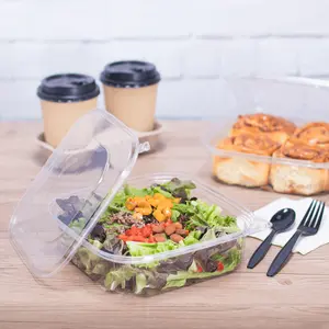 [120 sets] 48 oz PET Tamper Resistant Deli Containers with Flat Lid