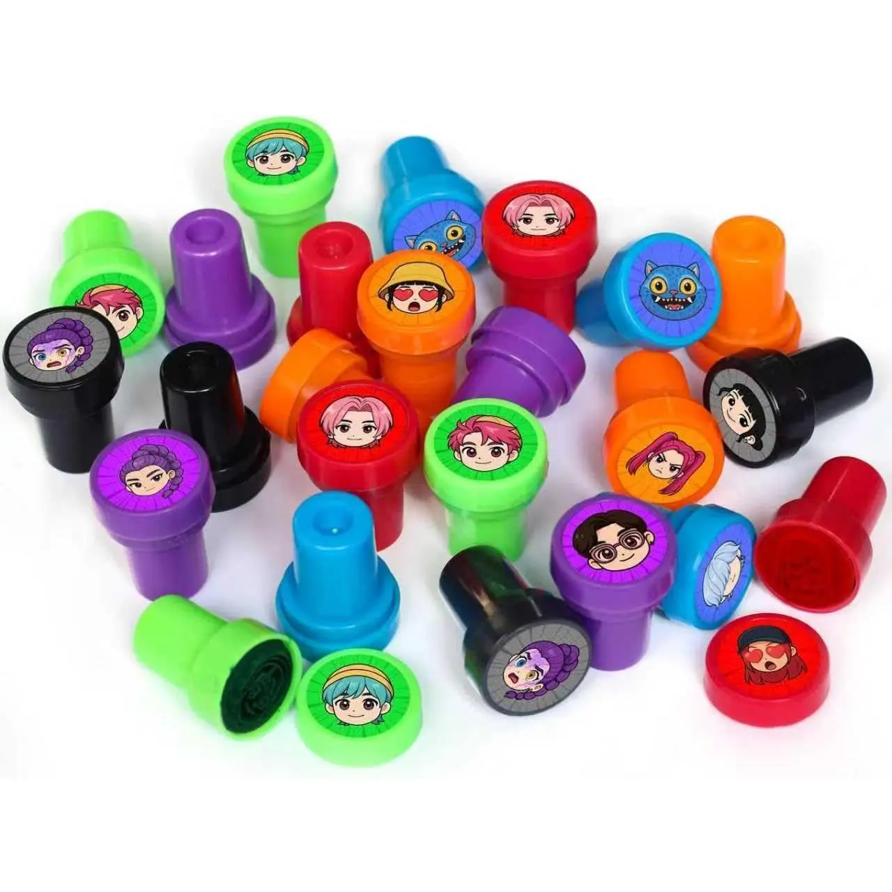 24 Pcs Kpop Themed Stampers for Kids, Colorful Birthday Party Favors, Goody Bag Fillers & Craft Activity