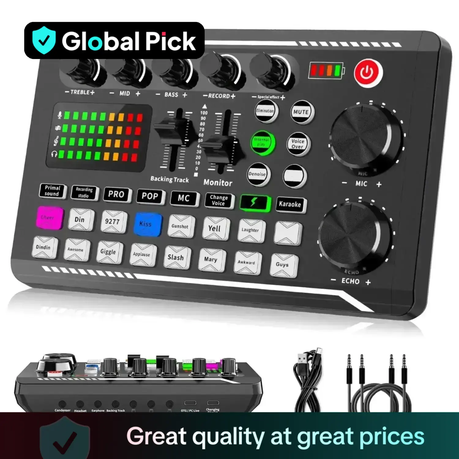 F998 Live Sound Card Audio Mixer, Podcast Audio Interface with DJ Mixer Effects, Voice Changer with Sound Effects for Karaoke Live Streaming Record, M