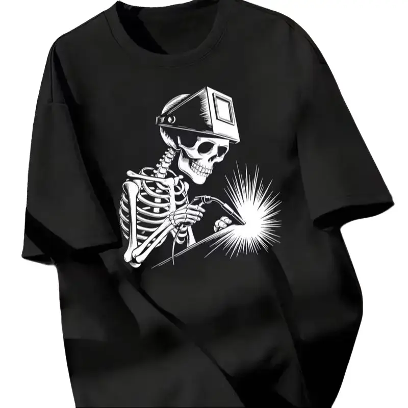 "Skeleton Welder" 100% Cotton T-Shirt, Welding & Industrial Style Tee