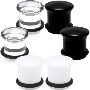 14G-12mm Solid  Clear Opalite Black Gauges for Ears Plugs with O-Rings Single Flare Gauges Stretching Kit Ear Expander   for Women Men