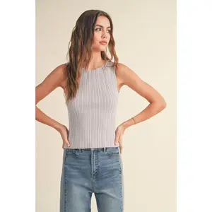 Gray Lilac Ribbed Tank