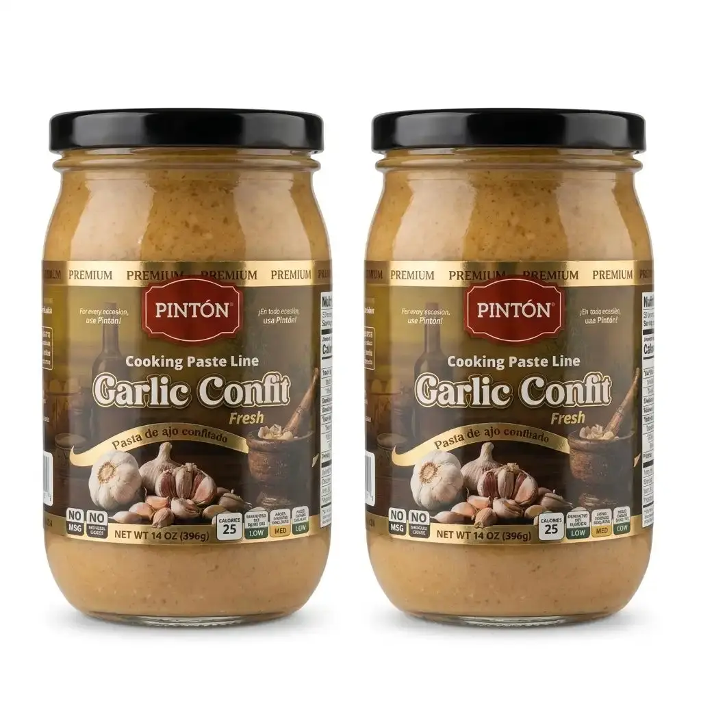 PINTÓN Garlic Confit - Ready-to-Use Fresh Garlic Paste & Pasta de Ajo | No Peeling, No Chopping | 14 oz (Pack of 2)