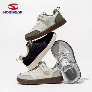 HOBIBEAR Spring/Autumn Kids’ Wide-Toe Casual Sneakers, Versatile Velcro Closure, Breathable Woven Upper