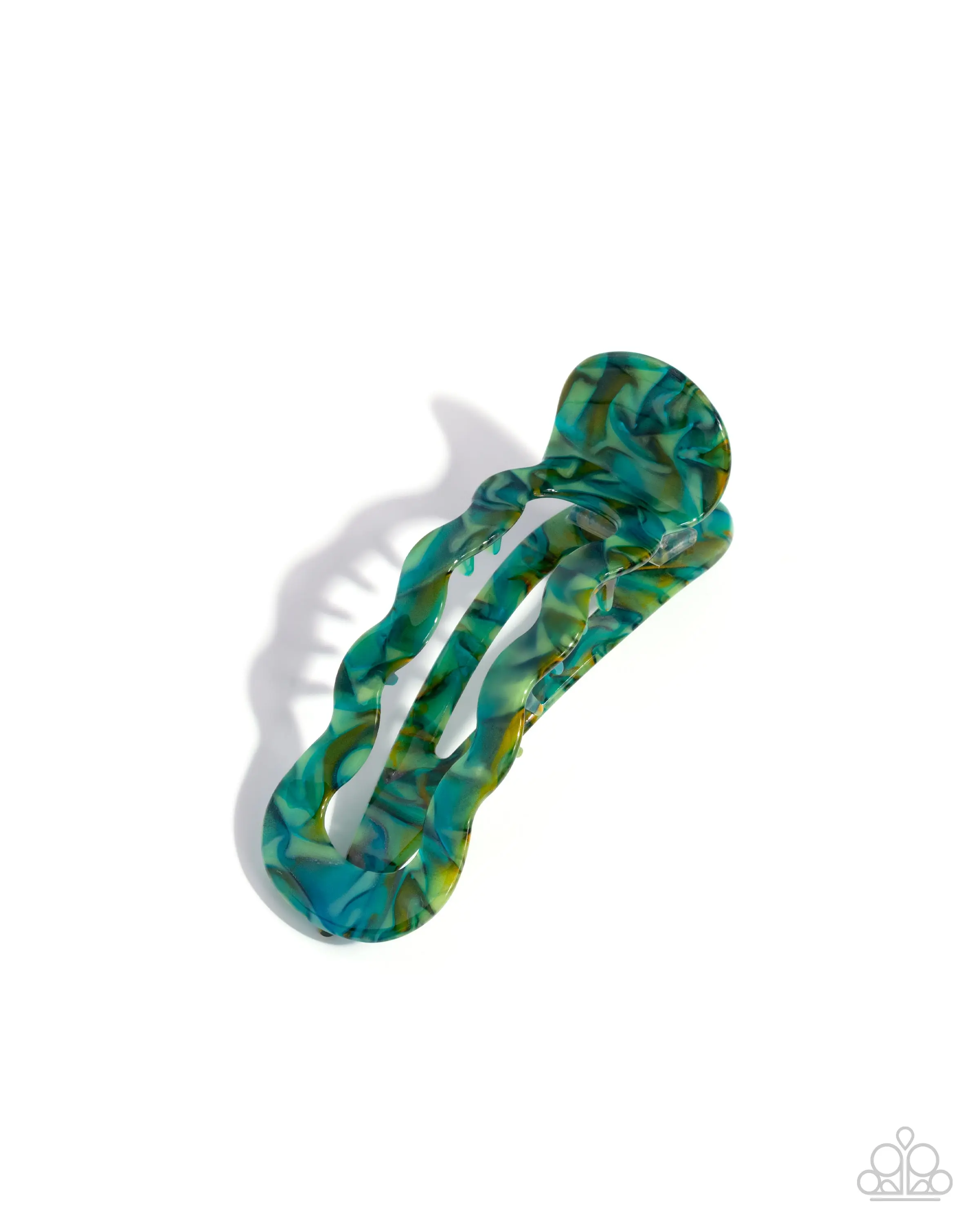 Jovial Jellyfish - Green Acrylic Claw Hair Clip - Paparazzi