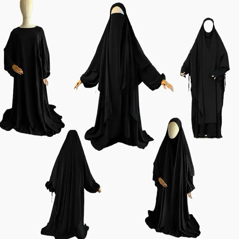 Lantern sleeve abaya with long khimar