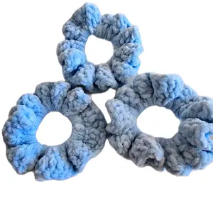 Light Blue Soft Handmade Crochet Scrunchies