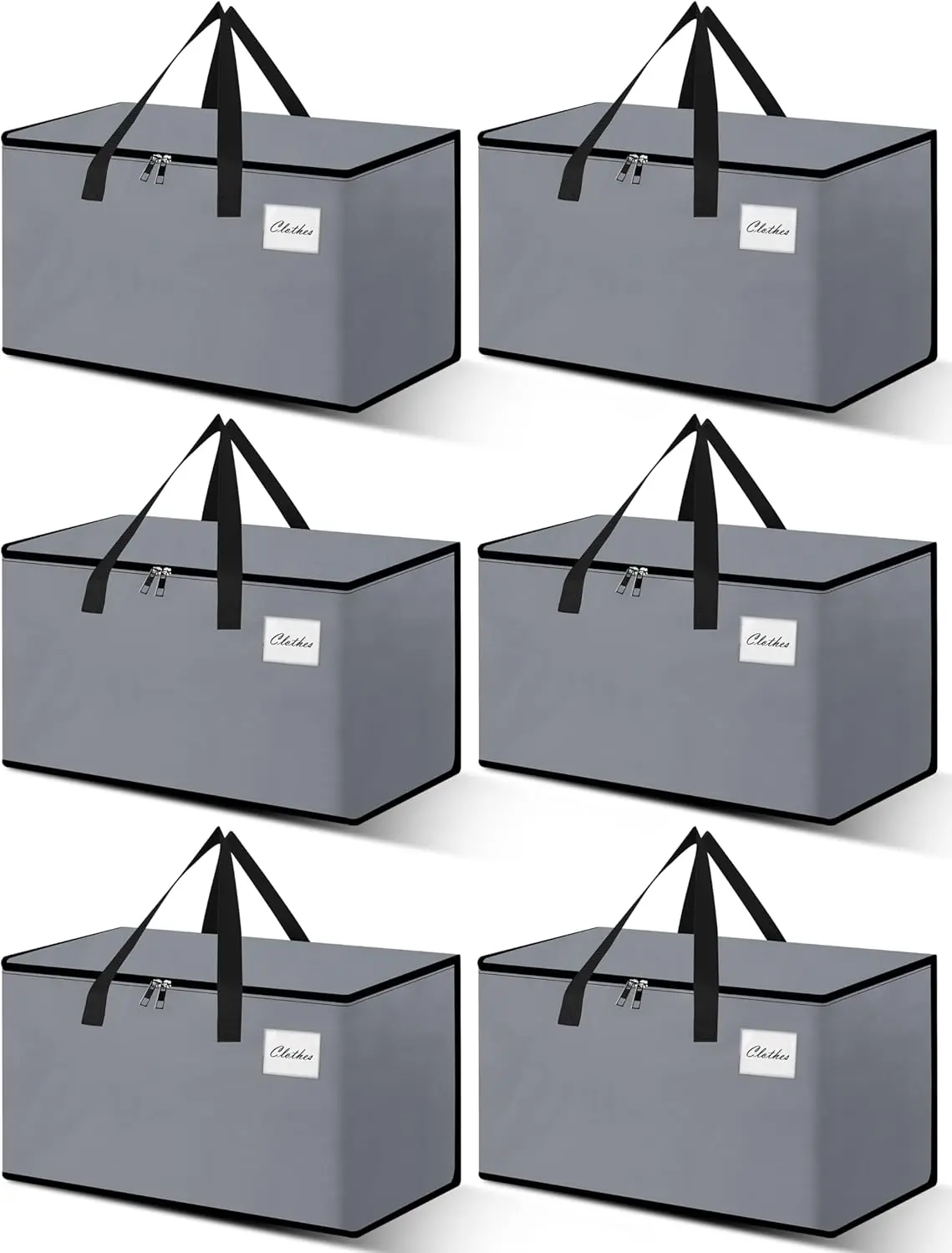 Heavy Duty Moving Bags - Extra Large Packing Bags and Storage Totes, Collapsible and Foldable Option for Moving and Storage, Grey, 93 L - 6 Pack