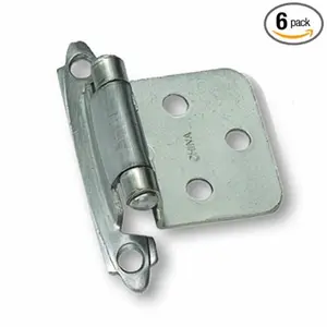 Laurey  28739 Flush Hinge - Brushed Satin Nickel - 6 Pair Value Pack, Brushed Nickel, Flush Type, 6 Pairs Pack