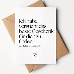 5 Funny German Love Cards, Romantic Humorous Anniversary Card, Unique Birthday Gift for Him/her, Minimalist Design, Perfect for Partners