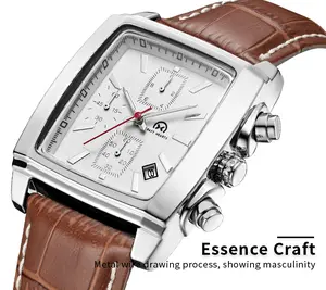 Men's Sports Chronograph Watch, Fashionable Multifunctional Square Dial, Quartz Movement, Waterproof Leather Strap, 40mm Case - Elegant Timepiece for Business & Outdoor Activities watches c4 belts