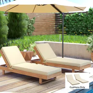 2-Piece Patio Chair Cushions with Backrests Replacement for Outdoor Lounge Chair Beige Quick-Drying Fabric High-Density Foam Durable Fade-Resistant All Seasons