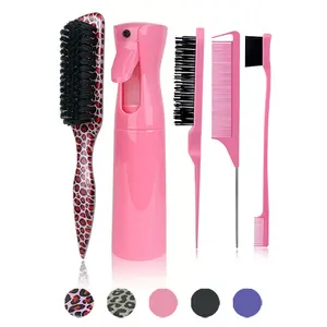 2/5pcs Slick Back Hair Brush, Rat Tail Comb, Edge Bristle Brush, Texture Comb, Essentials, Toddlers Sleek Ponytail/Bun, Edge Control and Smoothing Baby Hair and Flyaways, Barber Styling Brush For Thick/Thin Hair, Slicking Back for Both Men And Women