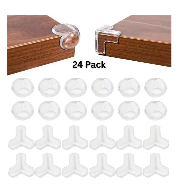 24 Pack Baby Corner Guards – Clear Table & Furniture Corner Protectors, Child Safety Edge Cushions, Baby Proof Bumpers to Cover Sharp Furniture Corners