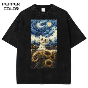 Mimikyu Starry Night T-Shirt, PKM Shirt, Anime Merch, Anime Tee, Manga Shirt, Crewneck Short Sleeve T-Shirt, Menswear Womenswear Casual Streetwear Tops, Gift For Anime Fans