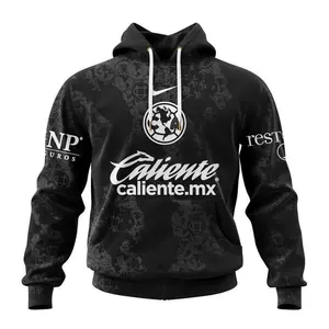 LIGA MX Club America 2024-2025 Black Design Hoodie, Unisex 3D Hoodie, Realistic Print Design, Trendy Streetwear Pullover