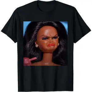 100% Cotton Angry Disgusted Black Doll Face Meme Reaction Meme Funny T-Shirt
