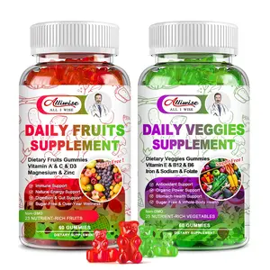 Sugar-Free Fruits and Veggies Gummies Supplement, Multi-Vitamins & Minerals in Gummies, Natural Fruits and Vegetables Supplement, Immunity & Antioxidant & Energy Supplements for Women & Men