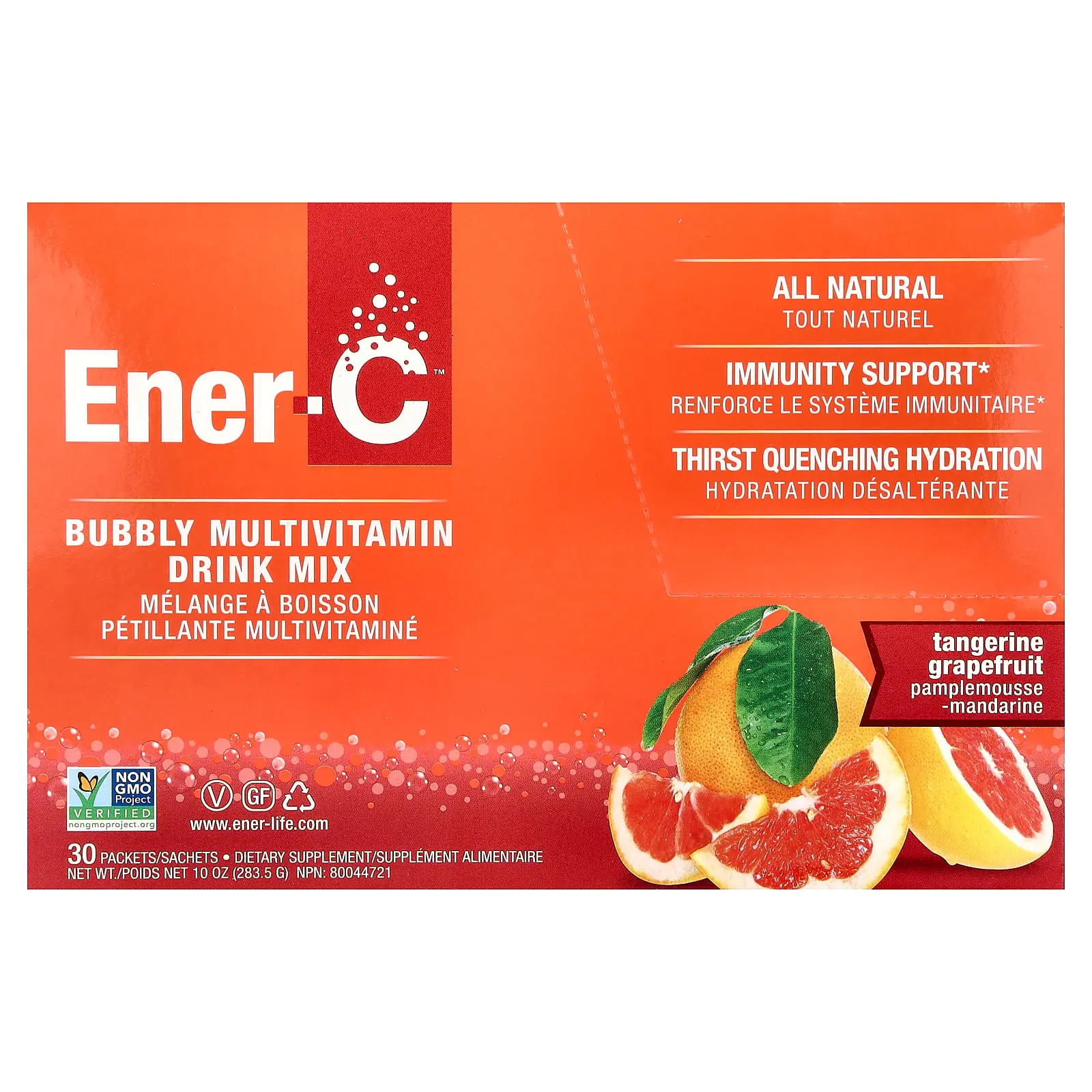 Ener-C Vitamin C, Bubbly Multivitamin Drink Mix, Tangerine Grapefruit, 1,000 mg, 30 Packets