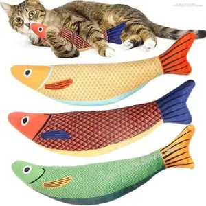 Cat toy catnip 3D simulated fish saury goldfish kitten toy pillow-shaped fish interactive sound-making cat chew plush toy cat supplies