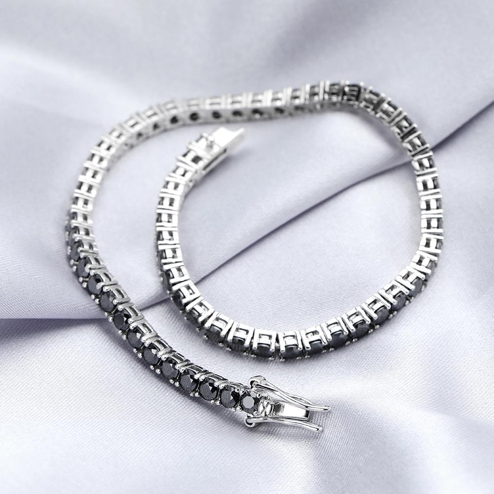 EWYA GRA Certified Full 3/4/5/6.5MM Black Moissanite Tennis Bracelet for Men Women S925 Silver Plated 18K Black Gold Bracelets