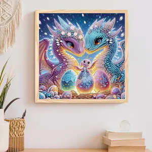 5D Diamond Arts Colorful Painting Kit, Dinosaur Family Pattern DIY Diamond Arts Colorful Painting, Handmade Art Crafts for Home Decor