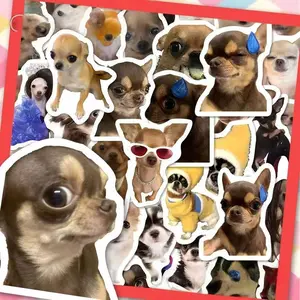 120 Abstract Evil Big Eye Chihuahua Dog Stickers for Backpacks, Pencil Cases, Keychains, Fun Decorative Vinyl Adhesives, Funny Stickers