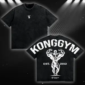 KONGGYM Est.2012 Heavyweight Gym Graphic Tee Premium Cotton Vintage Workout Shirt for Training & Men’s Oversized Pump Cover Gym T-Shirt, Muscle Tank, Sleeveless Gym Shirt, Aesthetic Gym Streetwear Top, Workout Shirt Gift